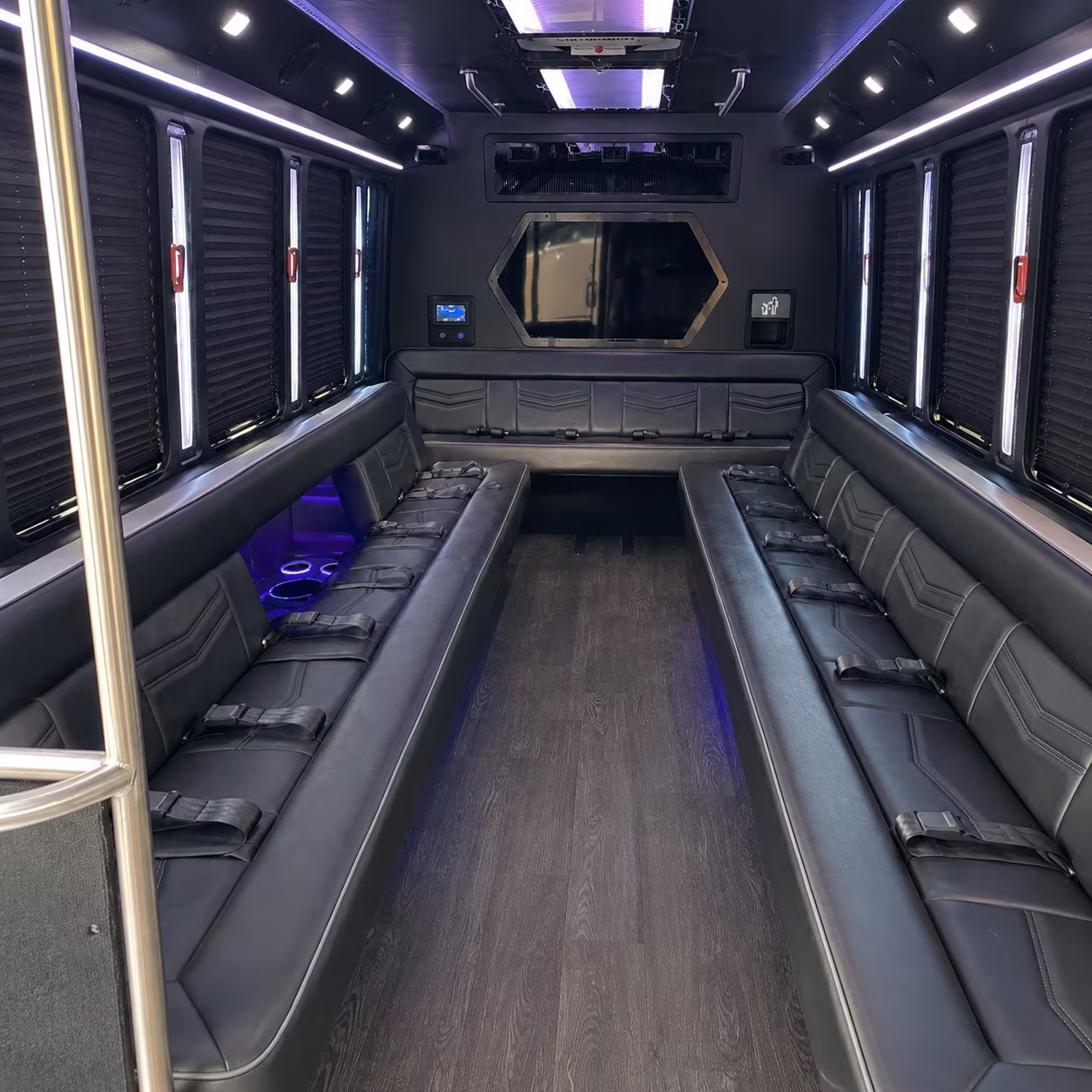 newton 18 passenger party bus interior