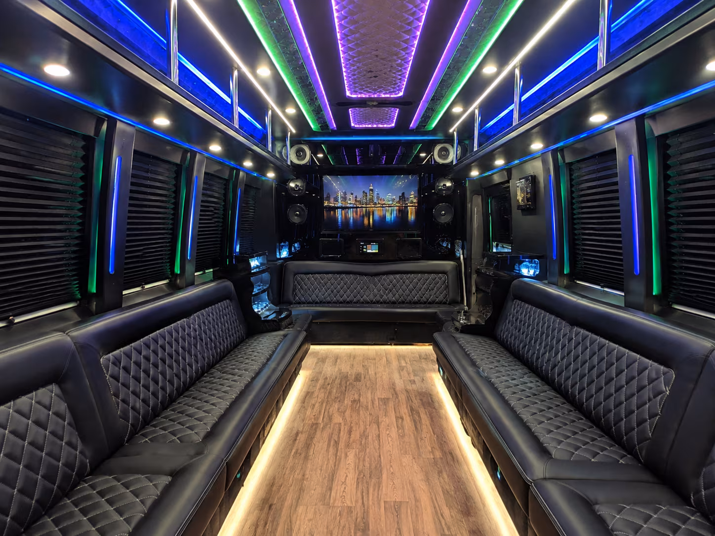 newton 25 passenger party bus interior