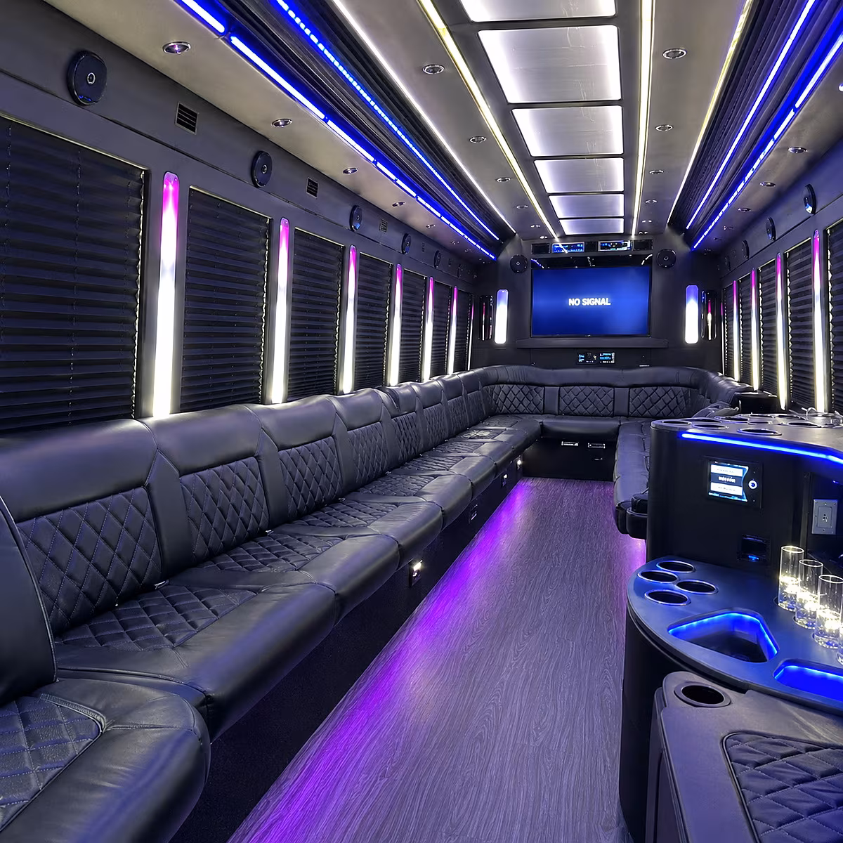 newton 30 passenger party bus inside